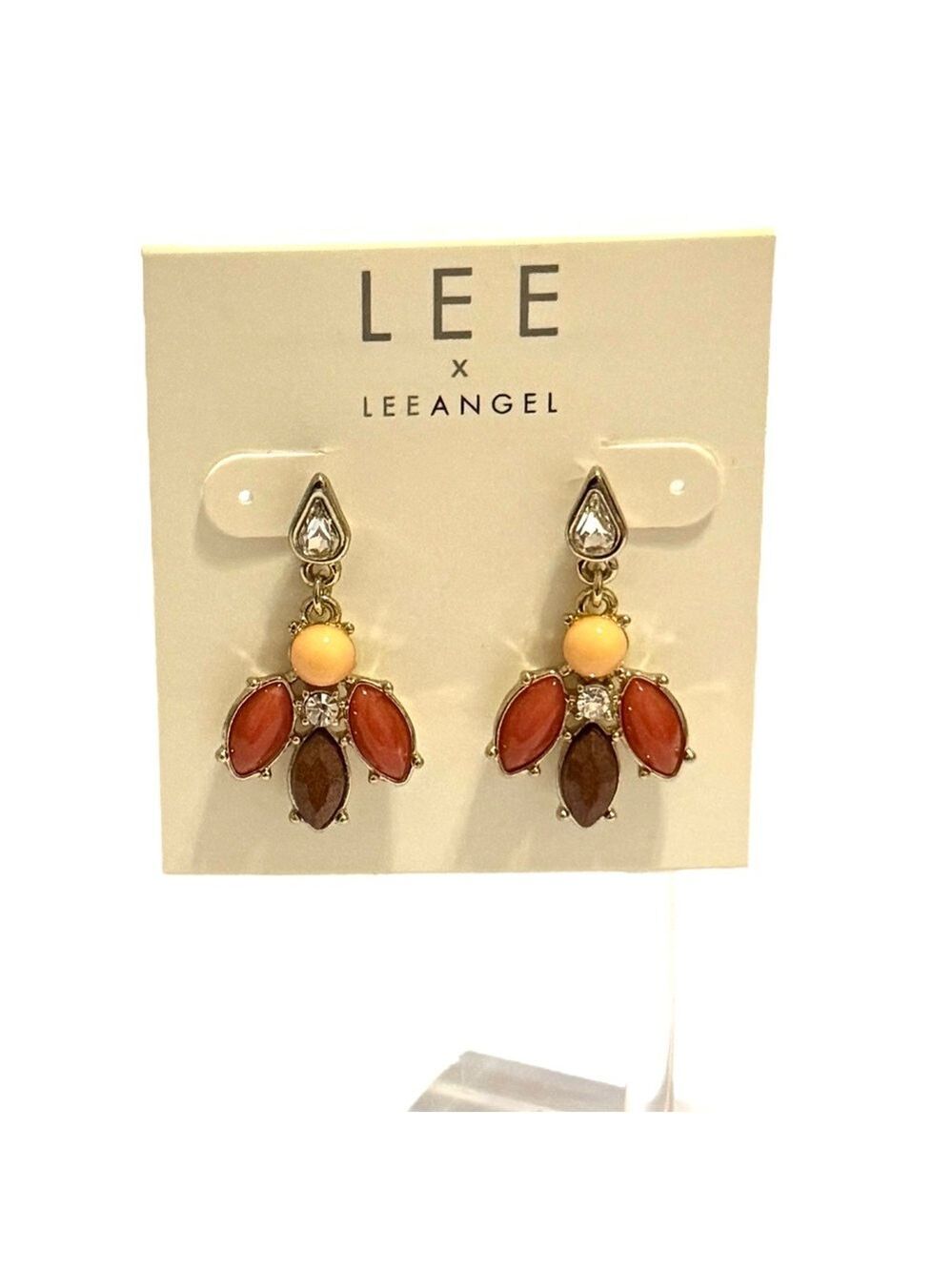 Lee Angel Gold and Orange Statement Earrings